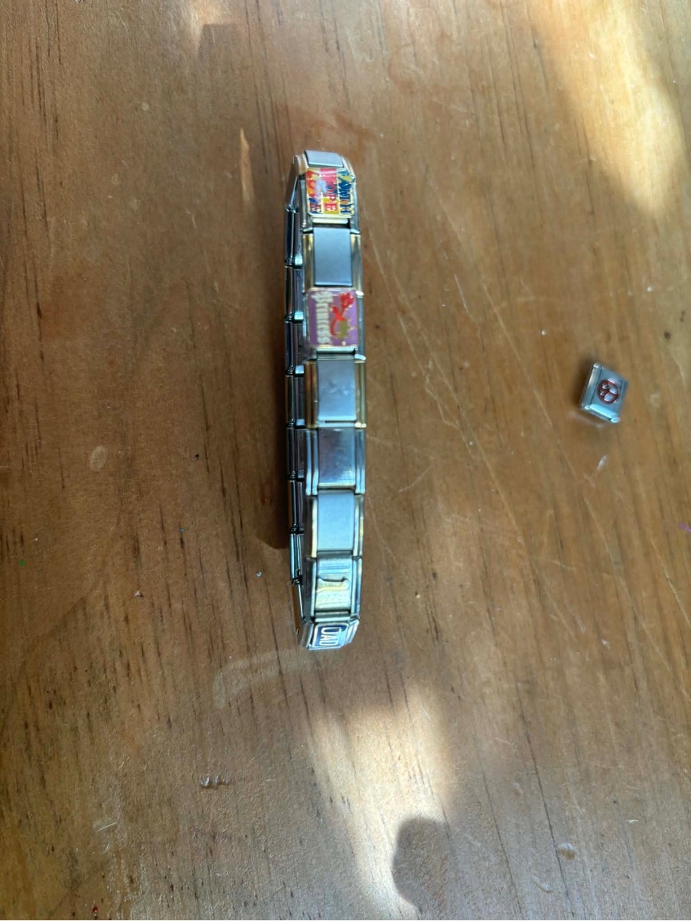 Silver Italian Charm Link Bracelet with Colorful Enamel Accents